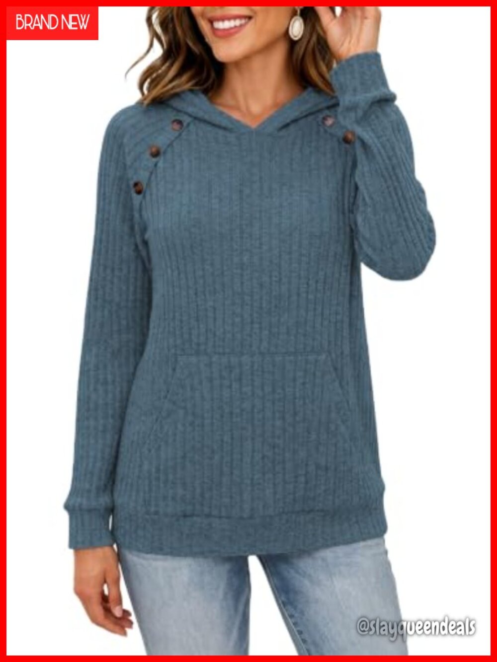 Womens Pullover Hoodie Soft Stretch Sweatshirt Long Sleeve Casual Top - Picture 3 of 6